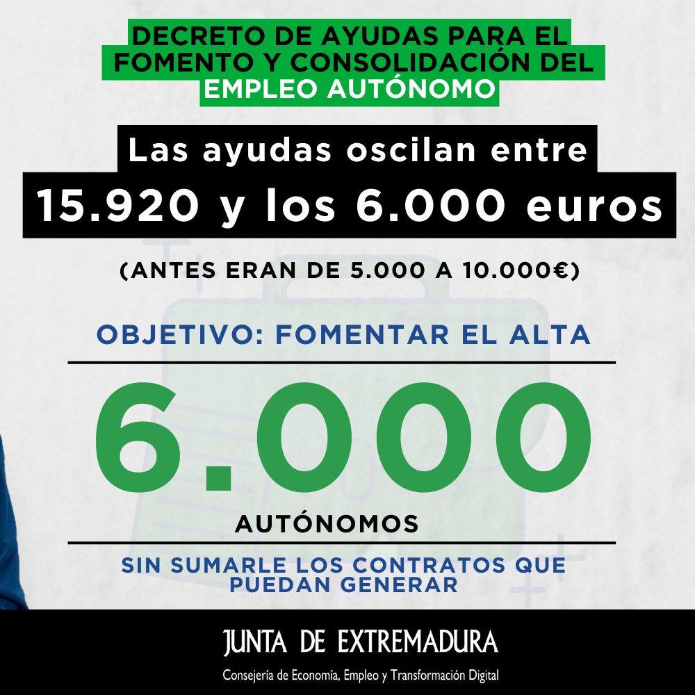 Próximas ayudas para el fomento del empleo autónomo en Extremadura